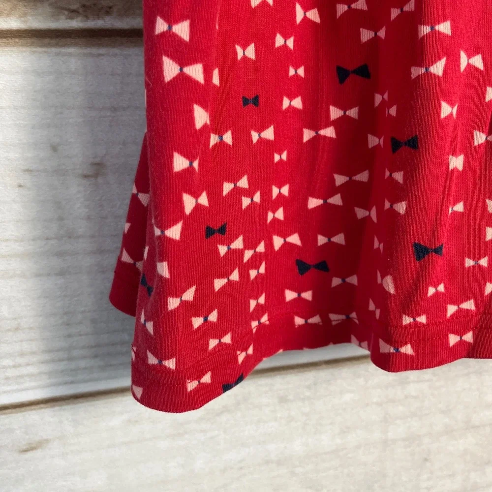 Hanna Andersson Red Bow Print Long Sleeve Cotton Dress 110 5